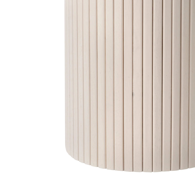 Round Wood End Table Fluted Pedestal Side Table