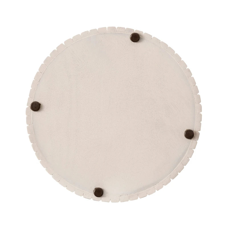 Round Wood End Table Fluted Pedestal Side Table