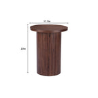 Round Wood End Table Fluted Pedestal Side Table