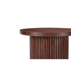 Round Wood End Table Fluted Pedestal Side Table