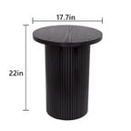 Round Wood End Table Fluted Pedestal Side Table
