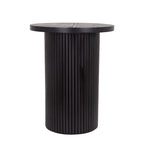 Round Wood End Table Fluted Pedestal Side Table