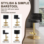 CAROCC Velvet Counter Bar stool with Height Adjustable and Swivel