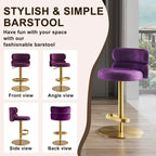 CAROCC Velvet Counter Bar stool with Height Adjustable and Swivel