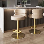 CAROCC Velvet Counter Bar stool with Height Adjustable and Swivel