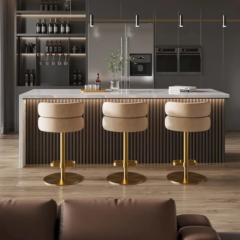 CAROCC Velvet Counter Bar stool with Height Adjustable and Swivel