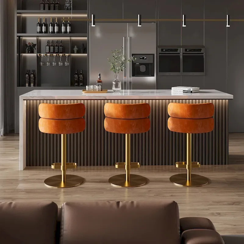 CAROCC Velvet Counter Bar stool with Height Adjustable and Swivel