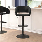 Modern Upholstered Adjustable-Height Barstool with Rounded Back