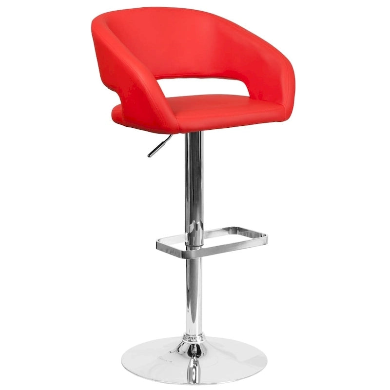 Modern Upholstered Adjustable-Height Barstool with Rounded Back