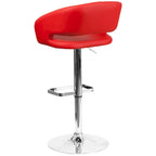 Modern Upholstered Adjustable-Height Barstool with Rounded Back