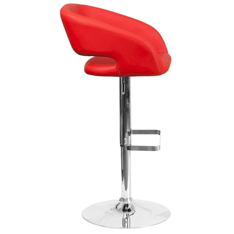 Modern Upholstered Adjustable-Height Barstool with Rounded Back
