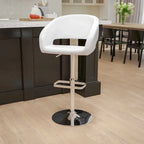 Modern Upholstered Adjustable-Height Barstool with Rounded Back