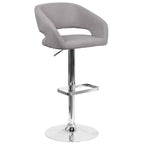 Modern Upholstered Adjustable-Height Barstool with Rounded Back