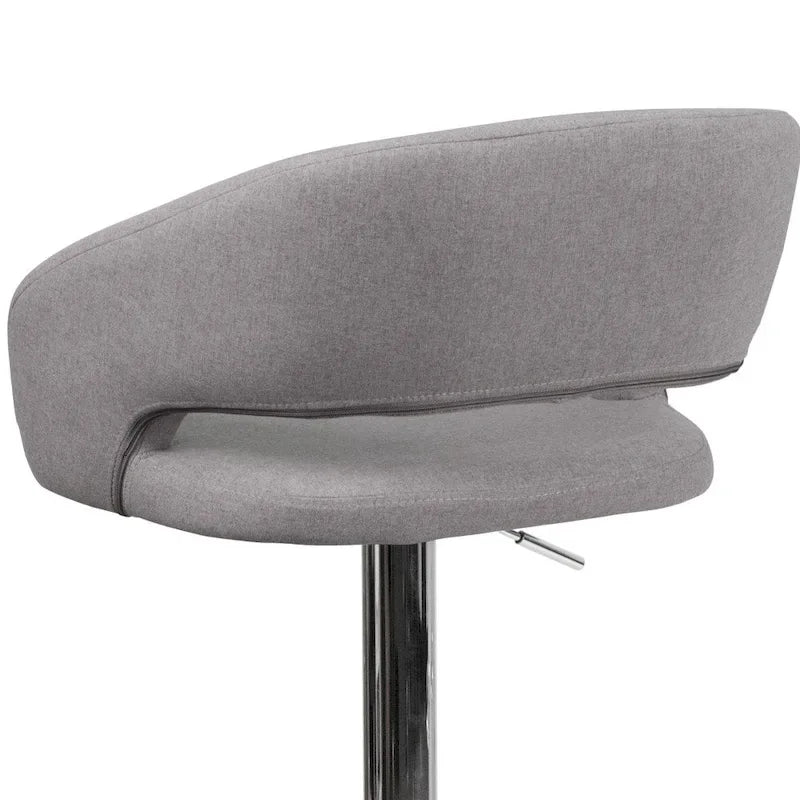 Modern Upholstered Adjustable-Height Barstool with Rounded Back