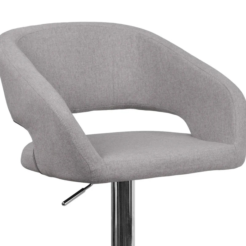 Modern Upholstered Adjustable-Height Barstool with Rounded Back
