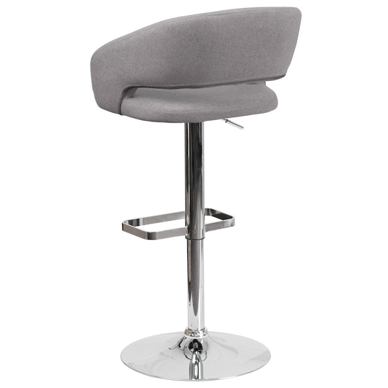 Modern Upholstered Adjustable-Height Barstool with Rounded Back