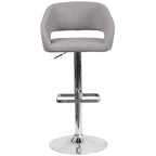 Modern Upholstered Adjustable-Height Barstool with Rounded Back