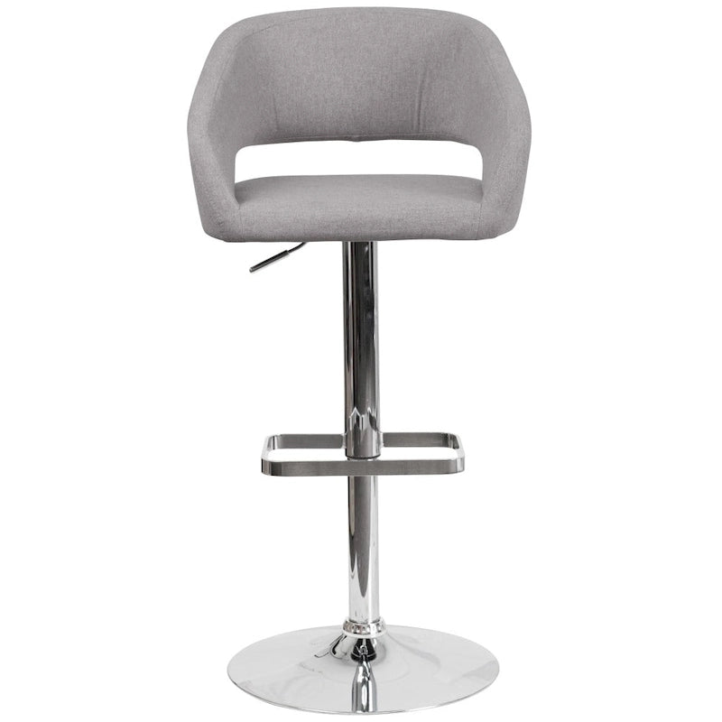 Modern Upholstered Adjustable-Height Barstool with Rounded Back