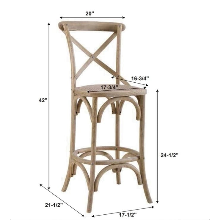 Delilah Rustic Cross Back Counter Stool