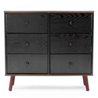 Black Manufactured Wood 6-Drawer Accent Chest with Brown Accents