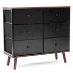 Black Manufactured Wood 6-Drawer Accent Chest with Brown Accents
