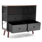 Black Manufactured Wood 6-Drawer Accent Chest with Brown Accents