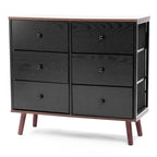 Black Manufactured Wood 6-Drawer Accent Chest with Brown Accents