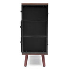 Black Manufactured Wood 6-Drawer Accent Chest with Brown Accents