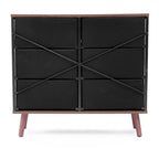Black Manufactured Wood 6-Drawer Accent Chest with Brown Accents