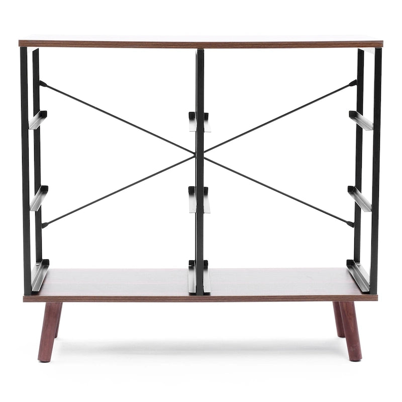 Black Manufactured Wood 6-Drawer Accent Chest with Brown Accents