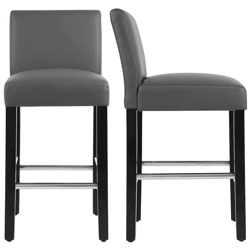 Counter Height Bar Stools Set of 2, 26 Seat Height Upholstered Barstools with Back