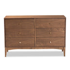 Landis Mid-Century Modern Ash Walnut Finished Wood 6-Drawer Dresser