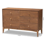 Landis Mid-Century Modern Ash Walnut Finished Wood 6-Drawer Dresser