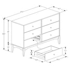 Landis Mid-Century Modern Ash Walnut Finished Wood 6-Drawer Dresser