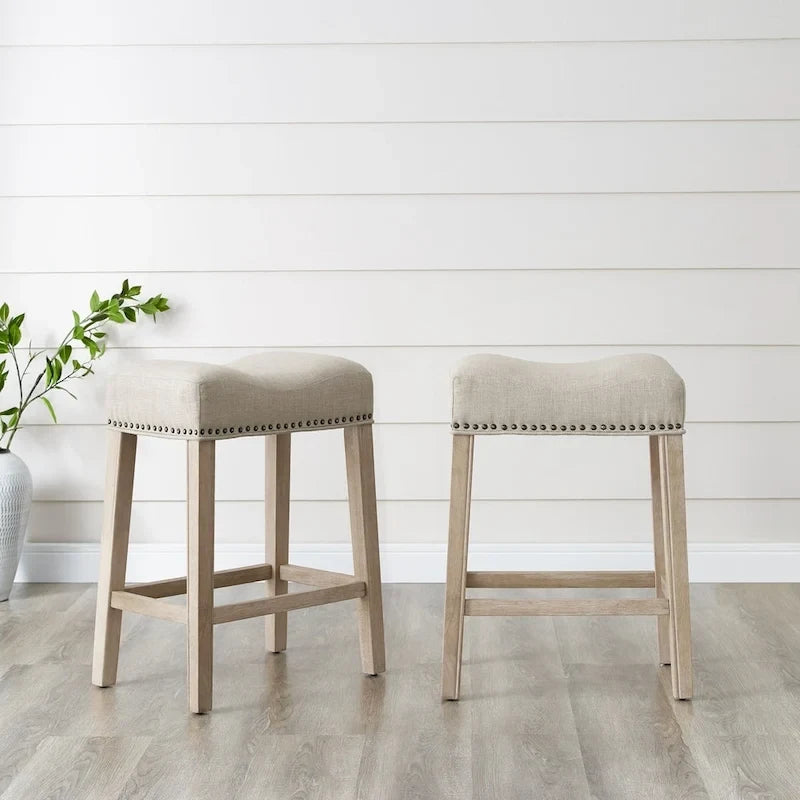 The Gray Barn Barish Backless Saddle Seat Counter Stools (Set of 2)