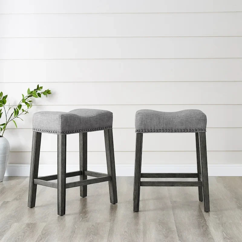 The Gray Barn Barish Backless Saddle Seat Counter Stools (Set of 2)