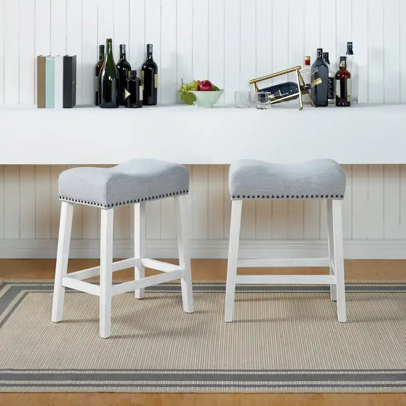 The Gray Barn Barish Backless Saddle Seat Counter Stools (Set of 2)