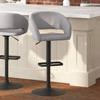 Modern Upholstered Adjustable Height Swivel Barstool with Footrest