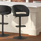 Modern Upholstered Adjustable Height Swivel Barstool with Footrest