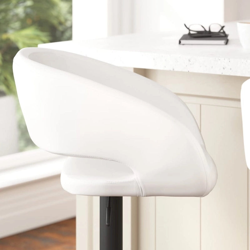 Modern Upholstered Adjustable Height Swivel Barstool with Footrest