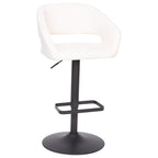 Modern Upholstered Adjustable Height Swivel Barstool with Footrest