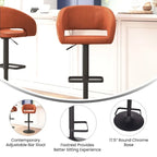 Modern Upholstered Adjustable Height Swivel Barstool with Footrest
