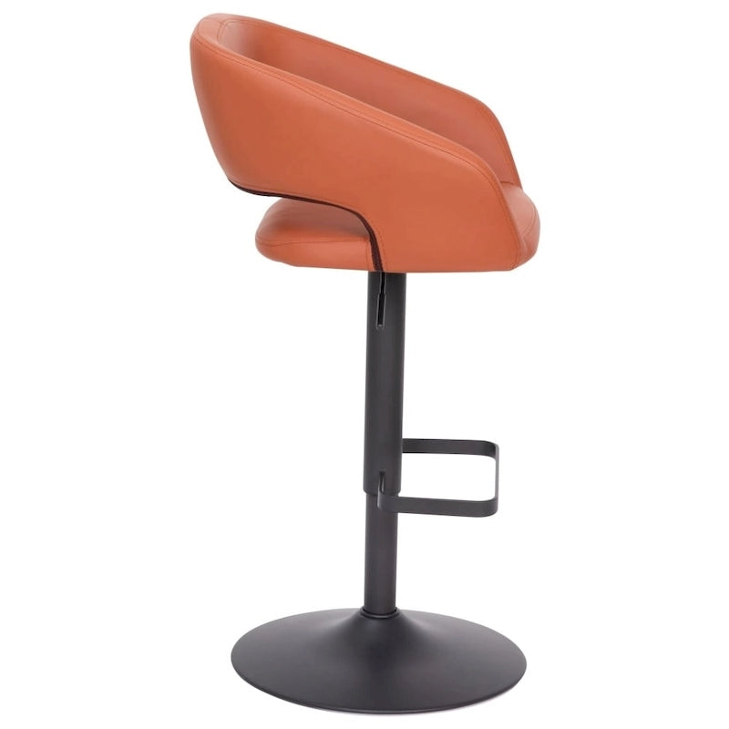 Modern Upholstered Adjustable Height Swivel Barstool with Footrest