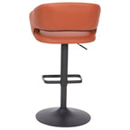Modern Upholstered Adjustable Height Swivel Barstool with Footrest