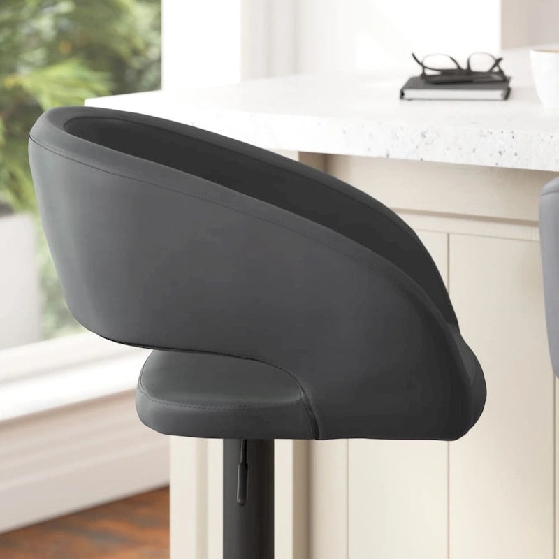 Modern Upholstered Adjustable Height Swivel Barstool with Footrest