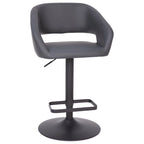 Modern Upholstered Adjustable Height Swivel Barstool with Footrest