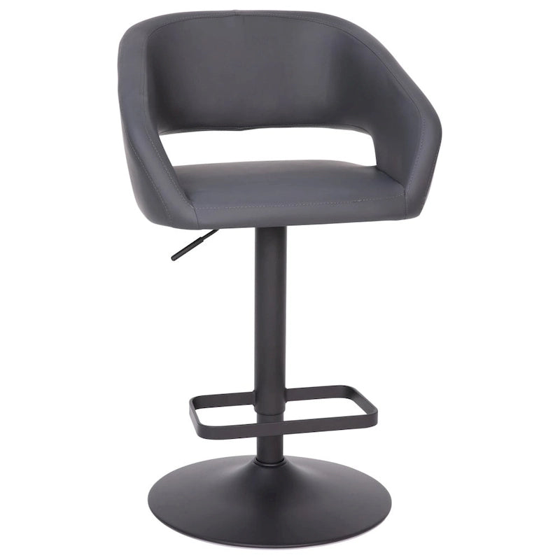 Modern Upholstered Adjustable Height Swivel Barstool with Footrest