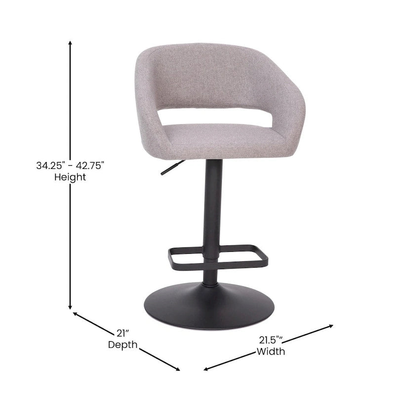 Modern Upholstered Adjustable Height Swivel Barstool with Footrest