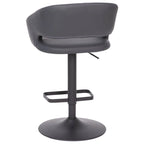 Modern Upholstered Adjustable Height Swivel Barstool with Footrest