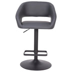 Modern Upholstered Adjustable Height Swivel Barstool with Footrest